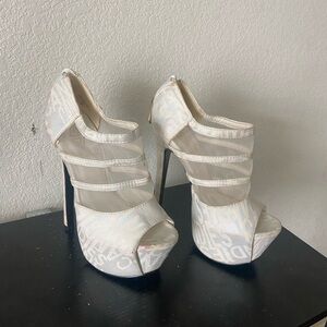 Athena White Strappy Platform Heels